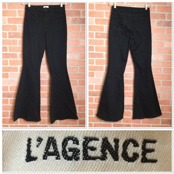 LAgence Black Flared Jeans Womens Size 26 Cotton Spandex - Picture 1 of 6